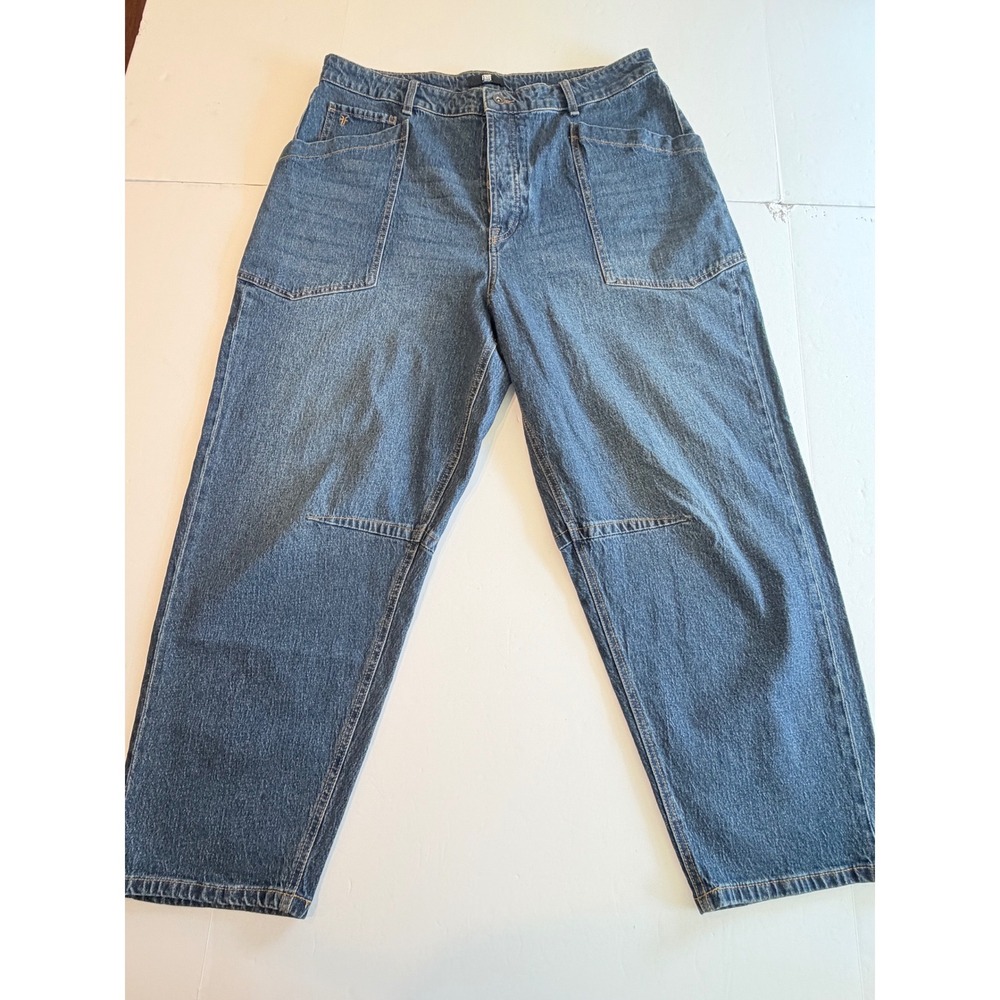 Frye Women Blue High Rise Carpenter Straight Leg Jeans Size 14 Utility Denim